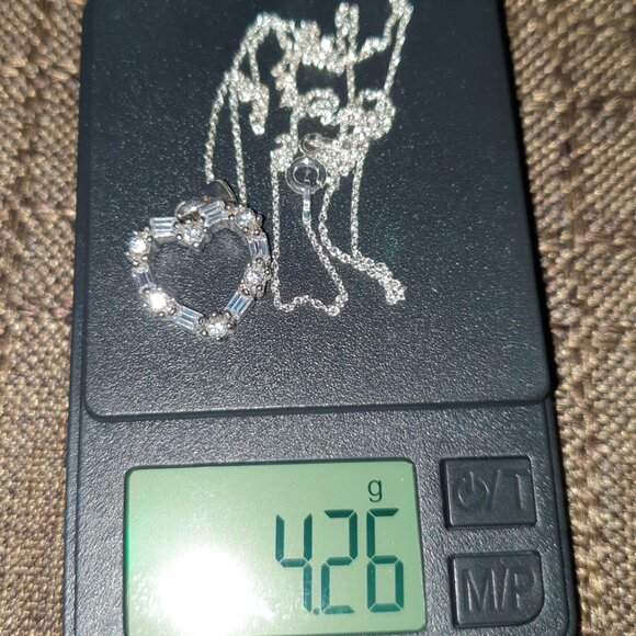 Pretty 925 Sterling Round Baguette White Quartz Crystal Heart Shape Love Pendant - Picture 12 of 12